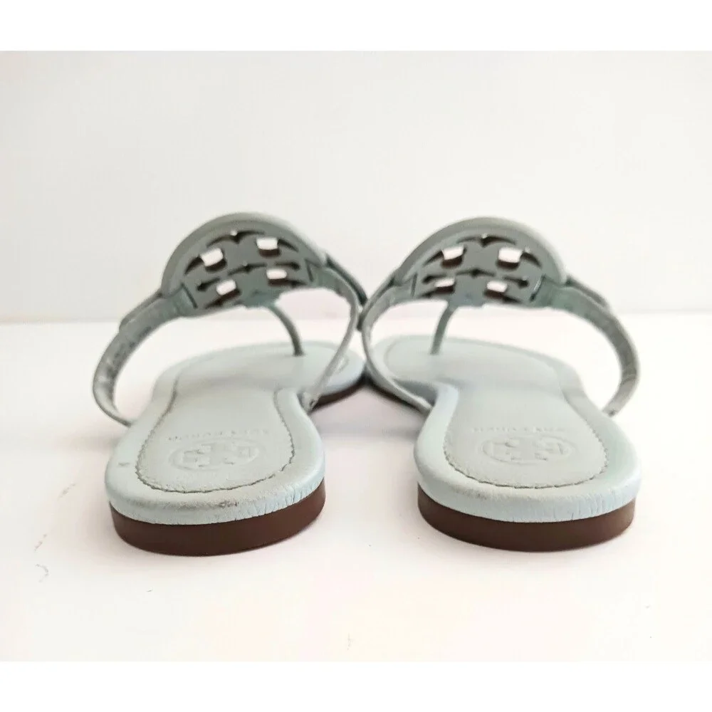 Tory Burch Miller Thong Sandal Ice Blue Pebbled Leather 7.5M w Dustbag